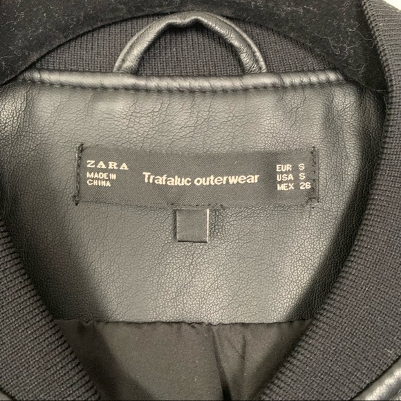 ZARA Black Faux Leather Full Zip Bomber Jacket - Picture 7 of 16